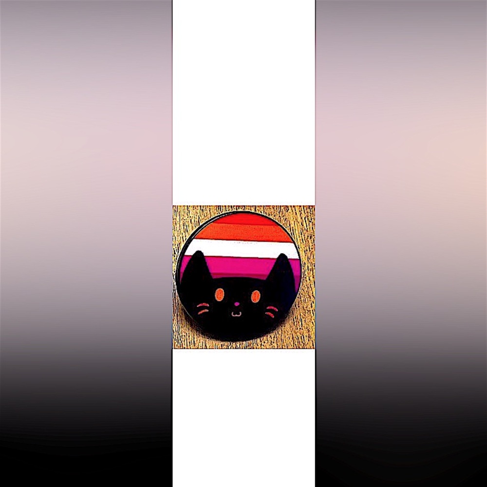 1 LGBTQ+ Lesbian Round Pride Flag Black Cat / Kitty 🐈‍⬛ Pin